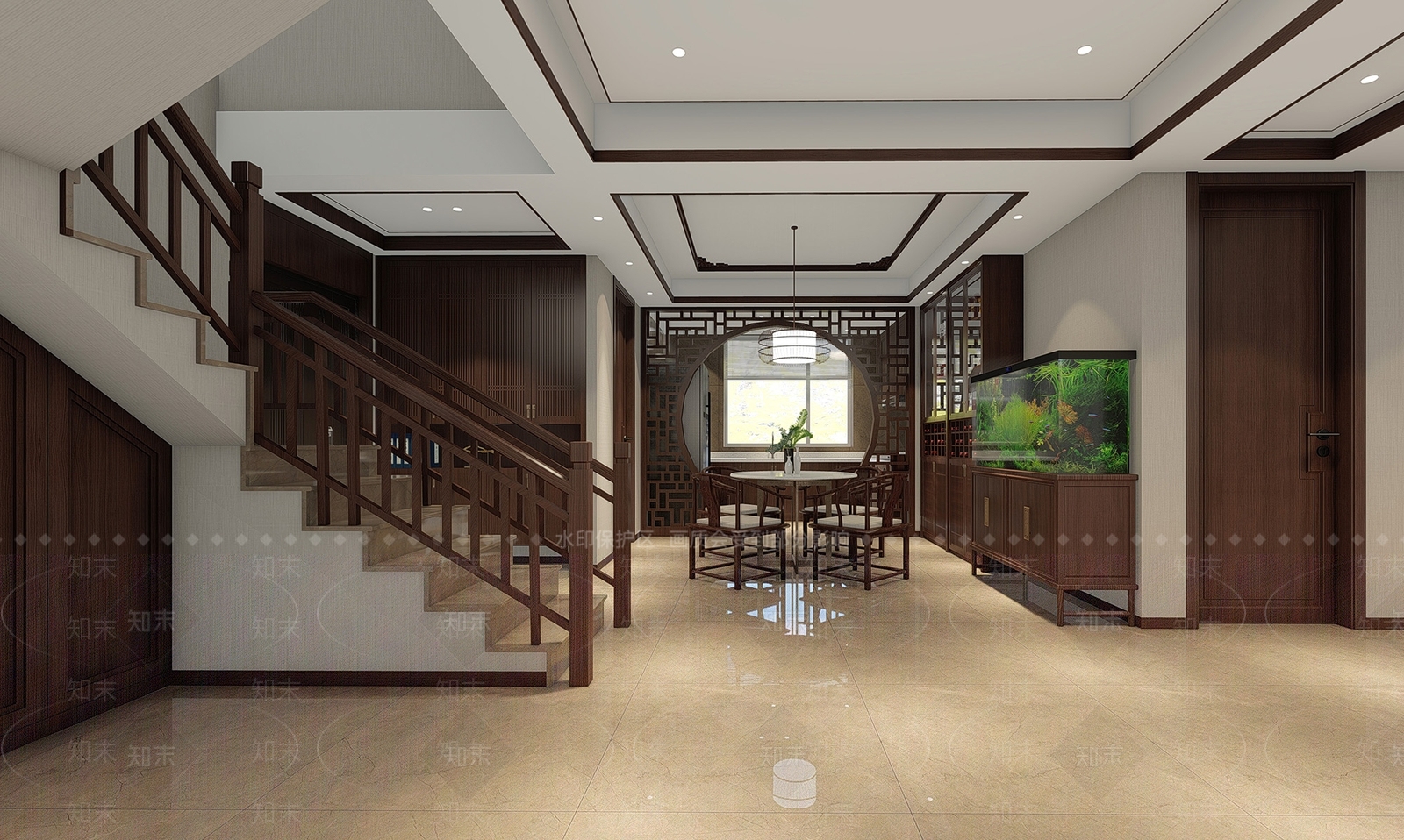 中式家居客厅SU模型下载【ID:1103169638】