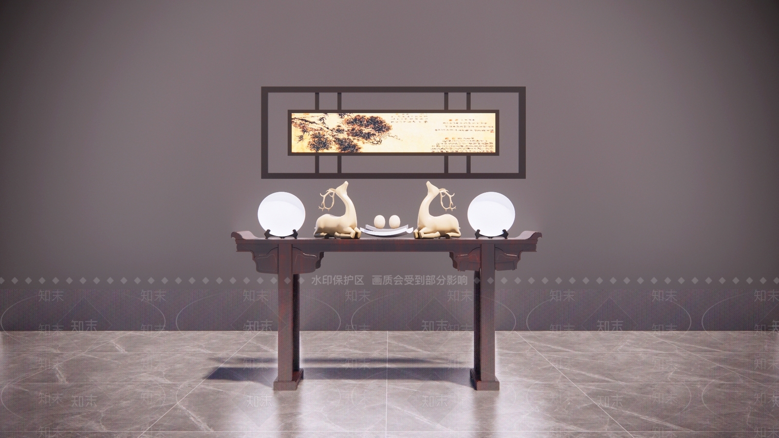 中式桌案SU模型下载【ID:1103170218】