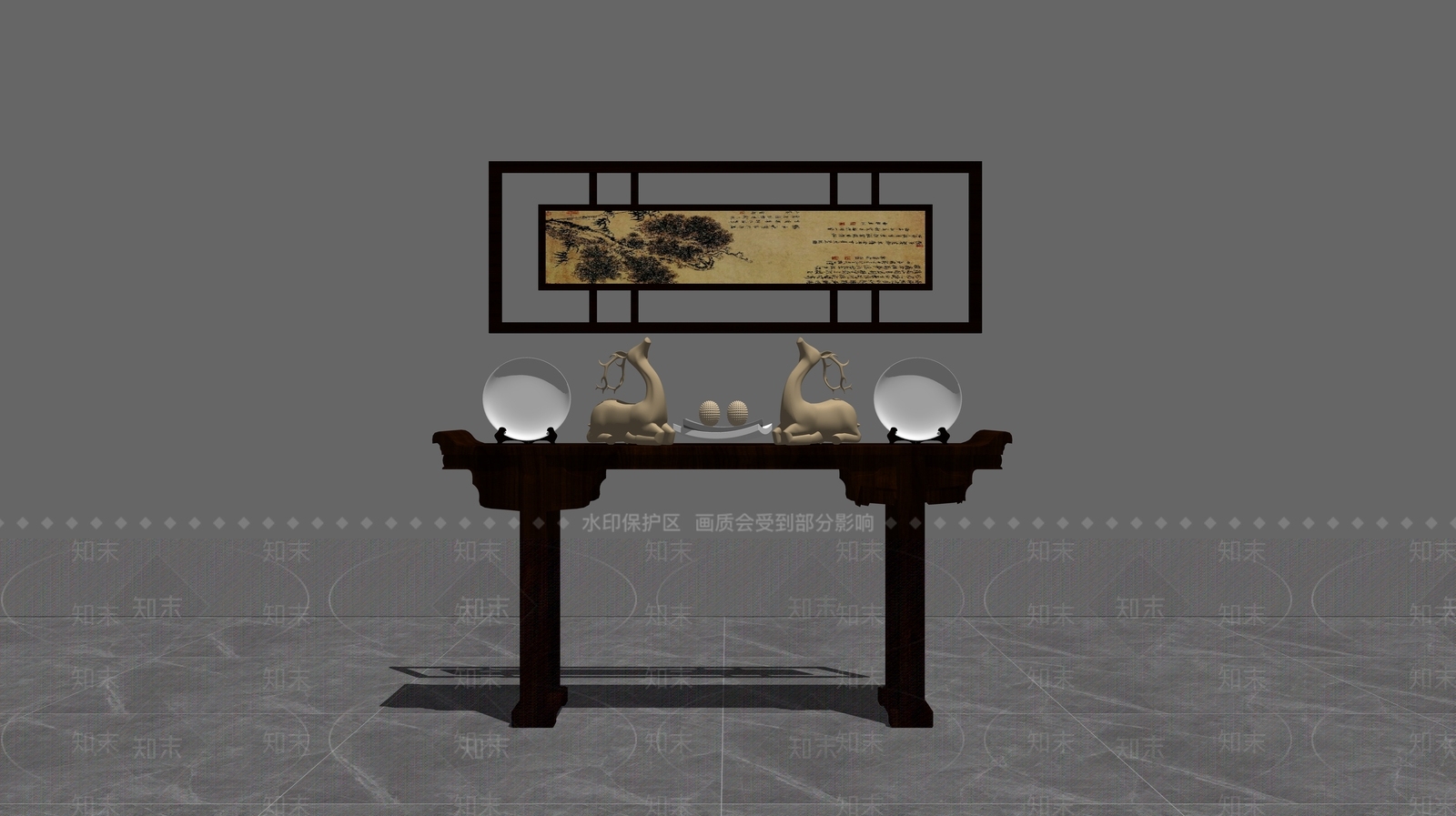 中式桌案SU模型下载【ID:1103170218】