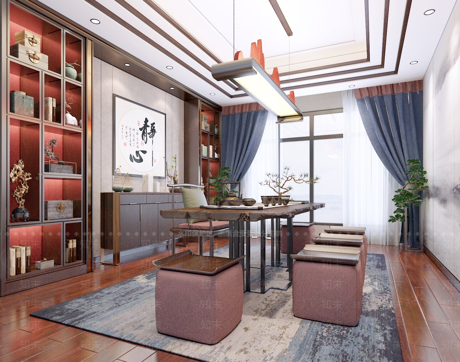 新中式禅式品茶区3D模型下载【ID:1103170888】