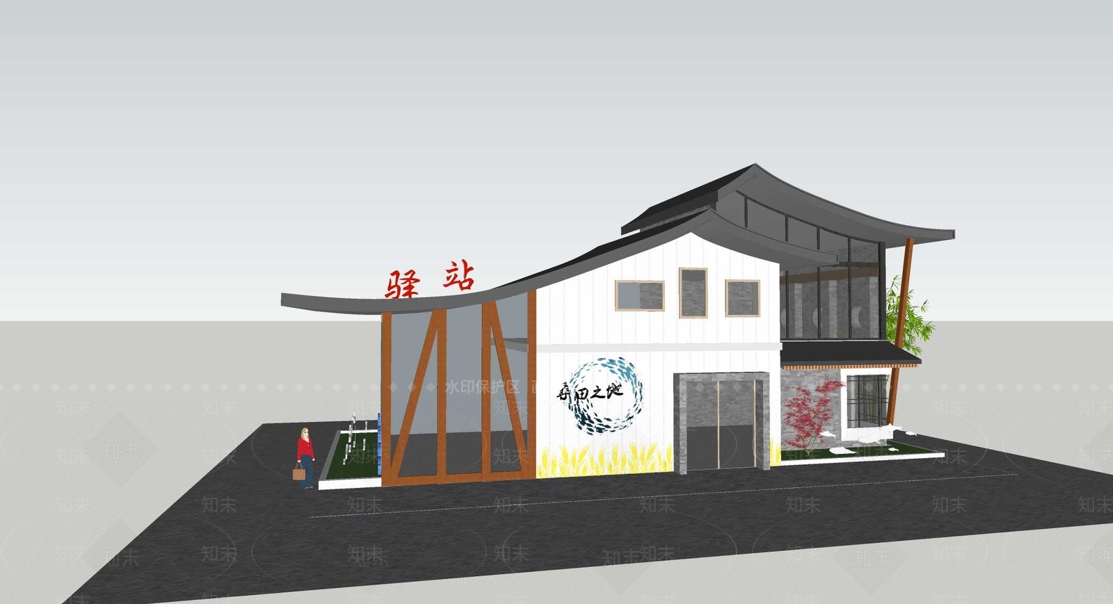 新中式公建SU模型下载【ID:1103181033】