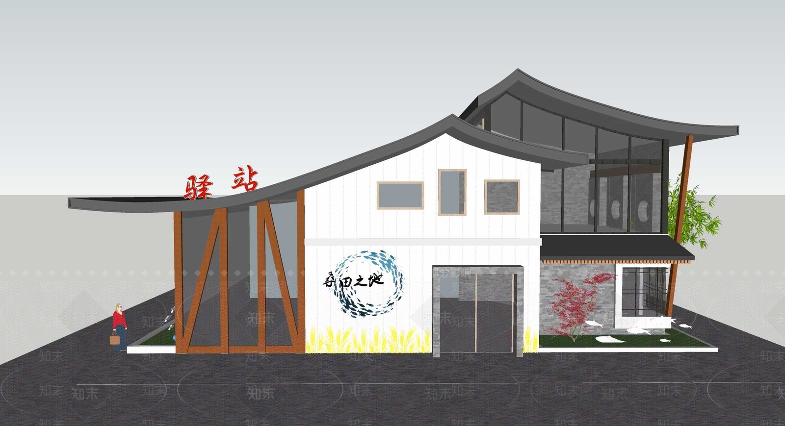 新中式公建SU模型下载【ID:1103181033】