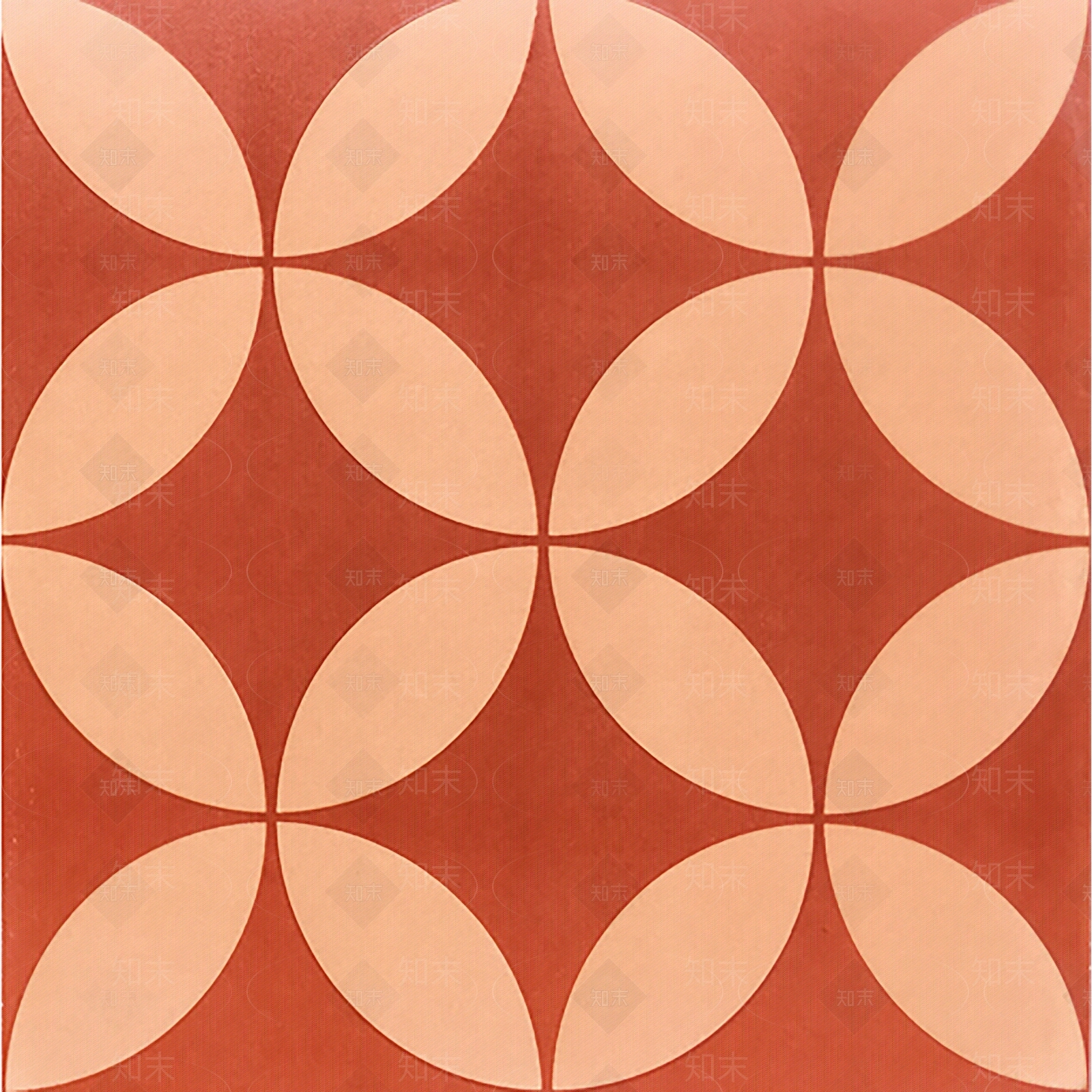 桔红色复古港式卫生间无缝小花砖贴图下载【ID:1103183154】