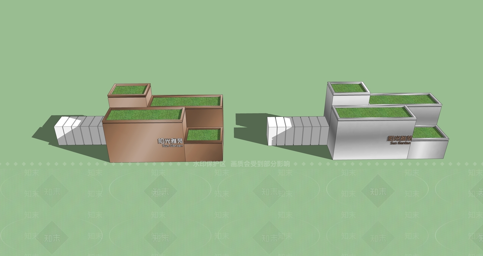 现代花草SU模型草图
