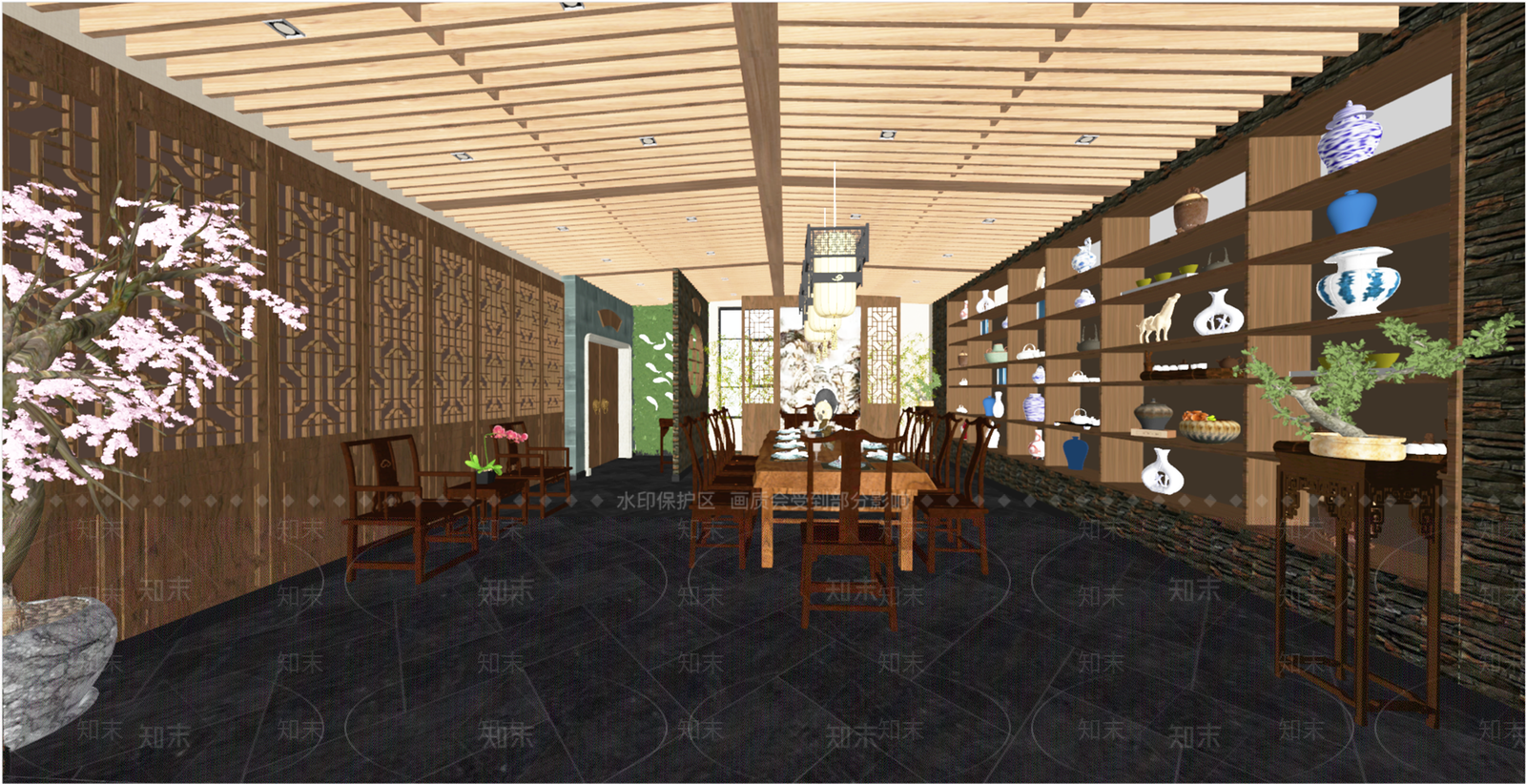 中式茶馆SU模型下载【ID:1103192583】