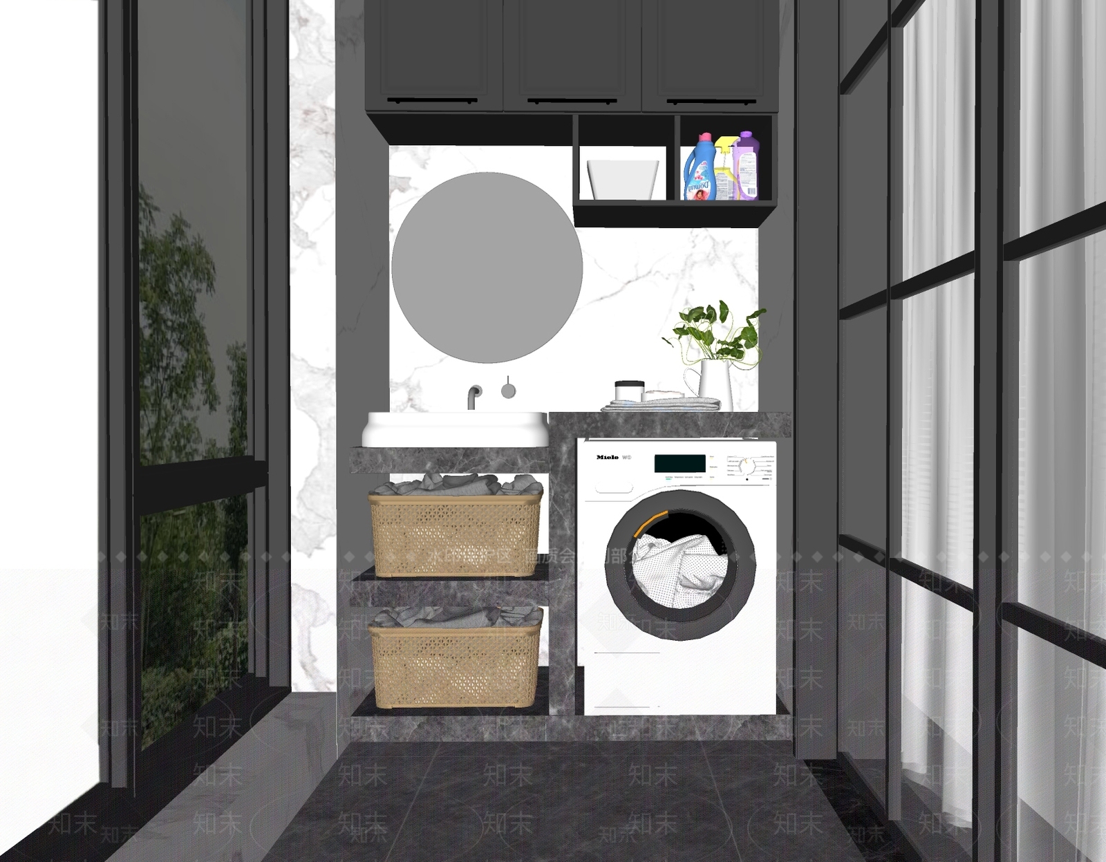 现代家居阳台SU模型下载【ID:1103193225】