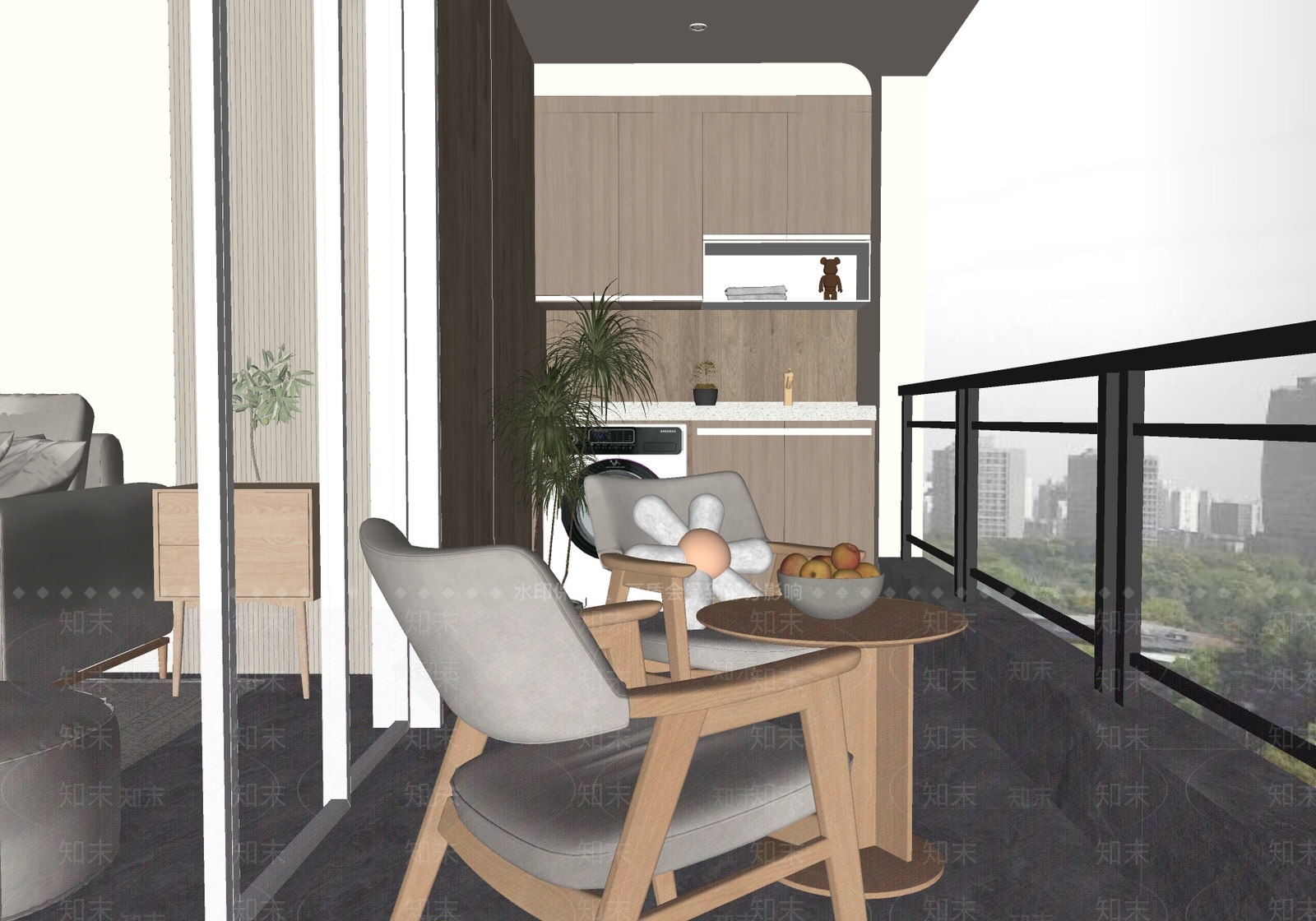 现代家居阳台SU模型下载【ID:1103193861】