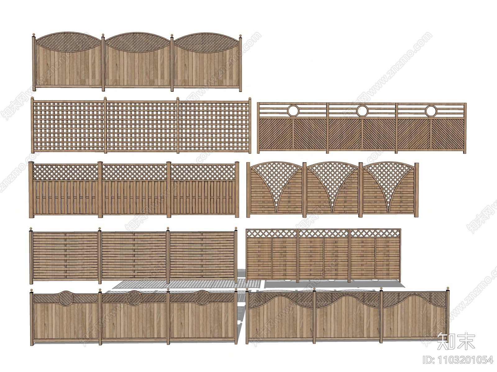 现代木栅栏SU模型下载【ID:1103201054】