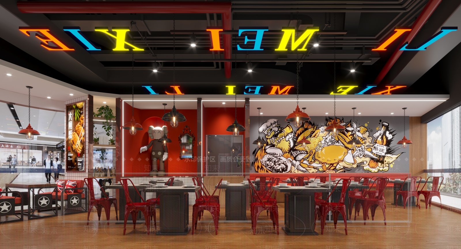 工业风火锅店3D模型下载【ID:1103213022】
