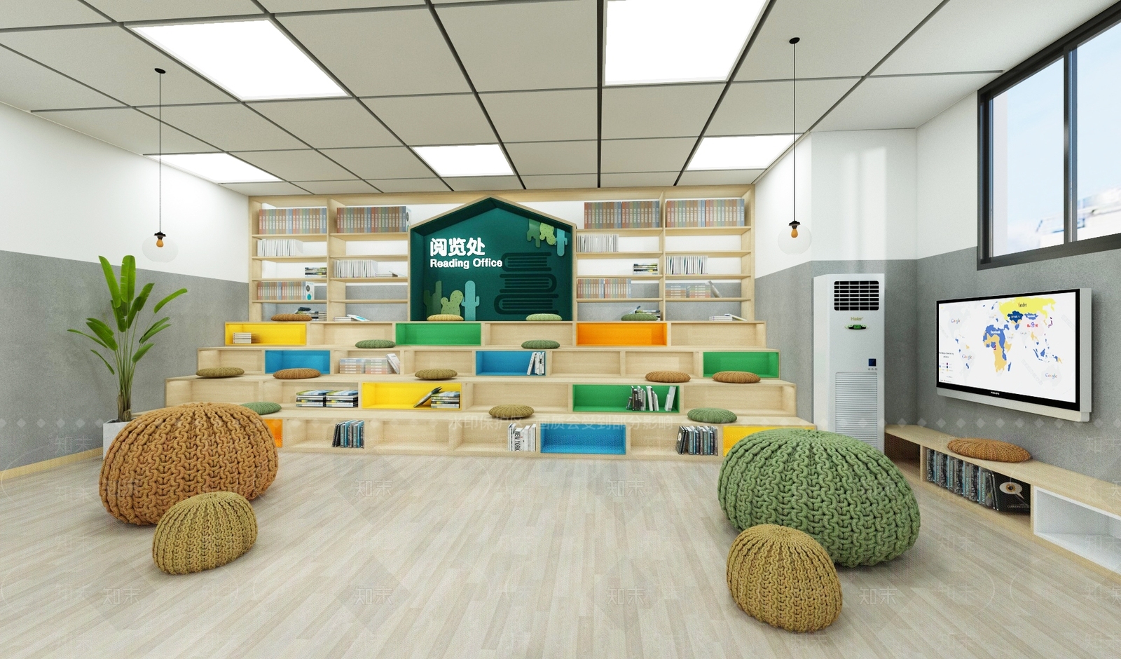 现代图书馆阅览处3D模型下载【ID:1103217588】