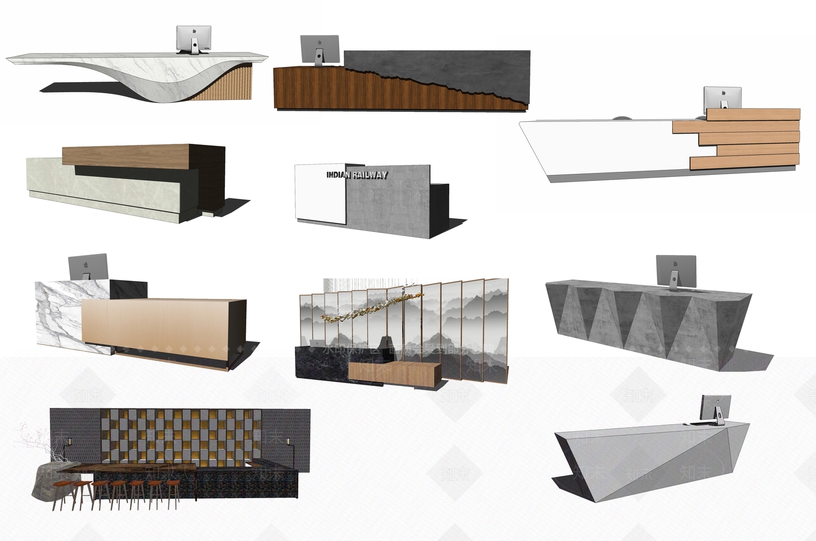 现代接待服务台SU模型下载【ID:1103218044】