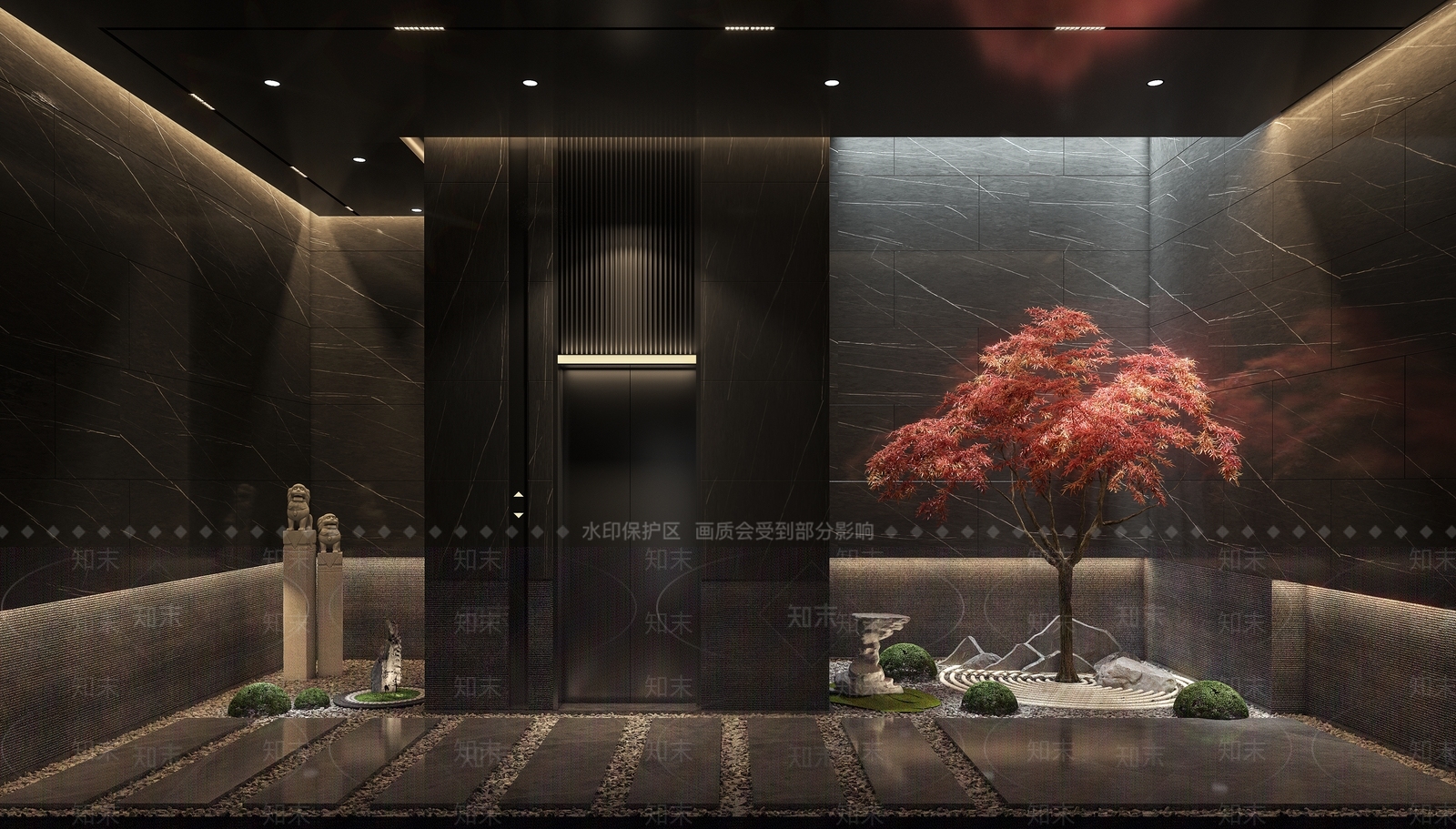新中式酒店电梯间3D模型下载【ID:1103223475】