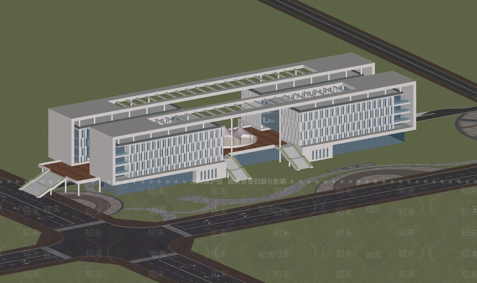 现代图书馆建筑SU模型下载【ID:1103224759】