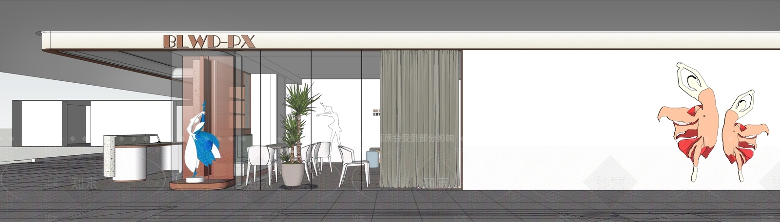 现代芭蕾舞培训学校SU模型下载【ID:1104699374】