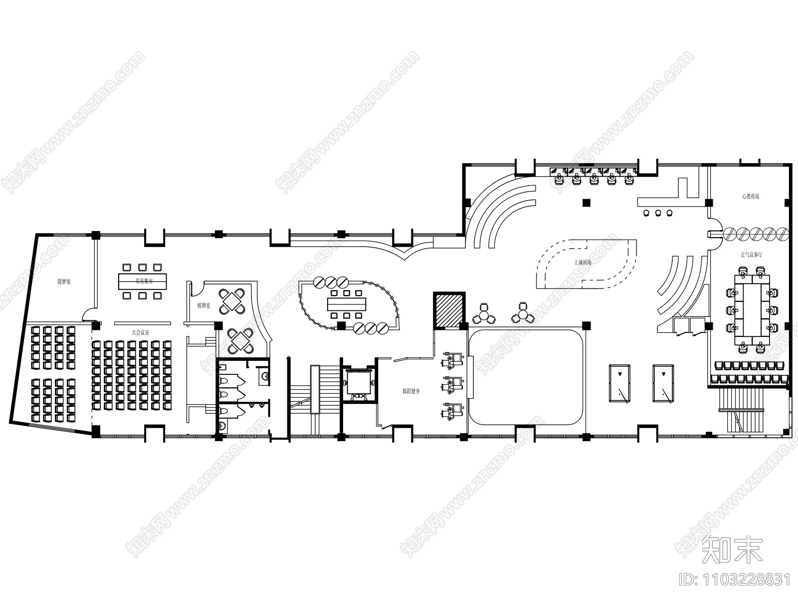 众创办公空间cad施工图下载【ID:1103228831】