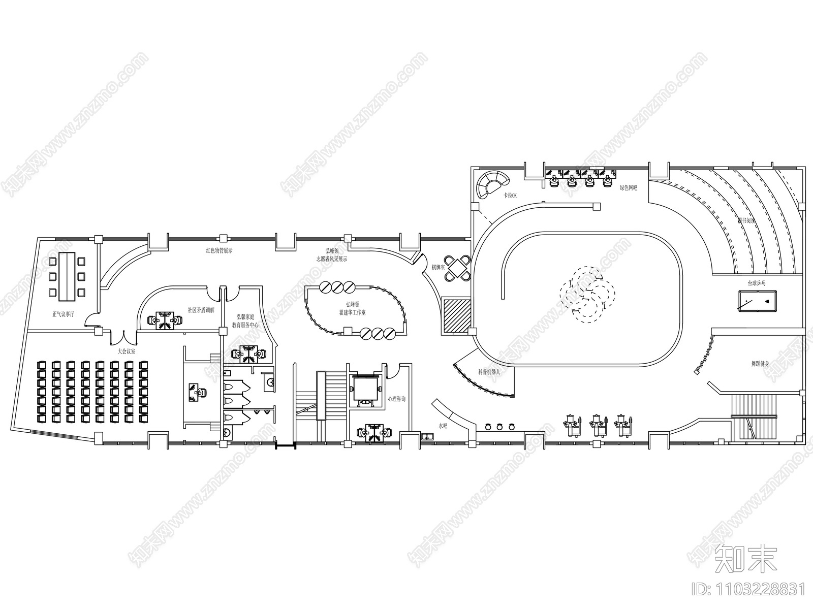 众创办公空间cad施工图下载【ID:1103228831】