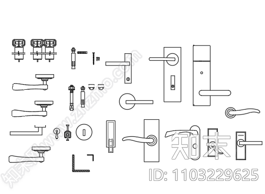 常用五金配件灯具插座石膏线条施工图下载【ID:1103229625】