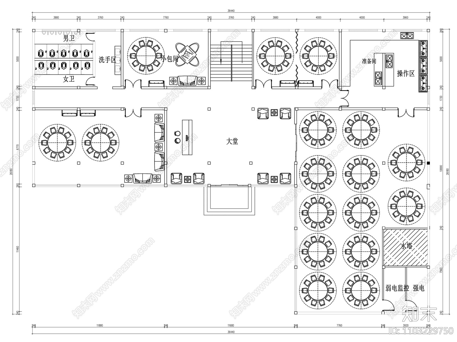 三层办公空间施工图cad施工图下载【ID:1103229750】