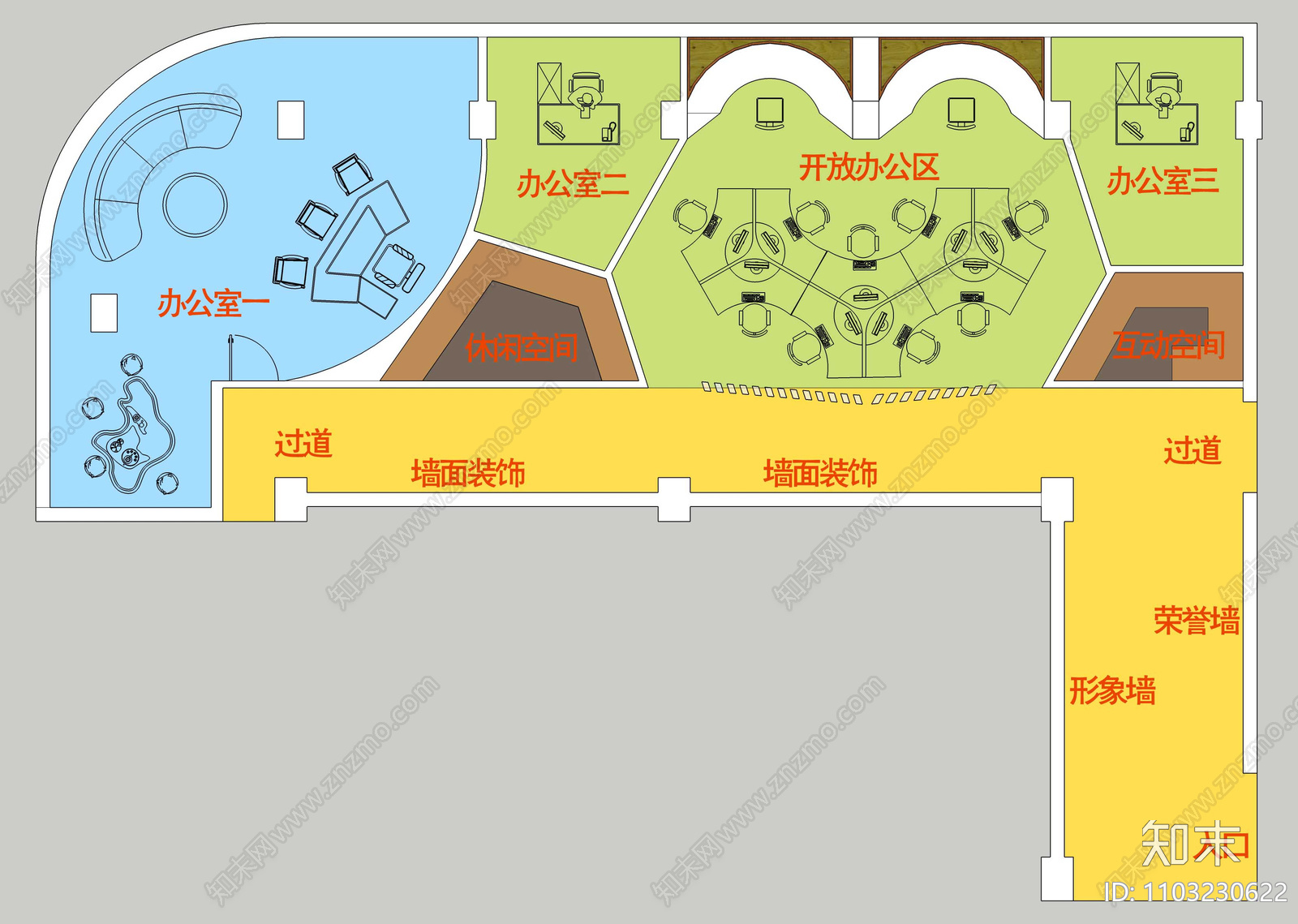 创意办公空间cad施工图下载【ID:1103230622】