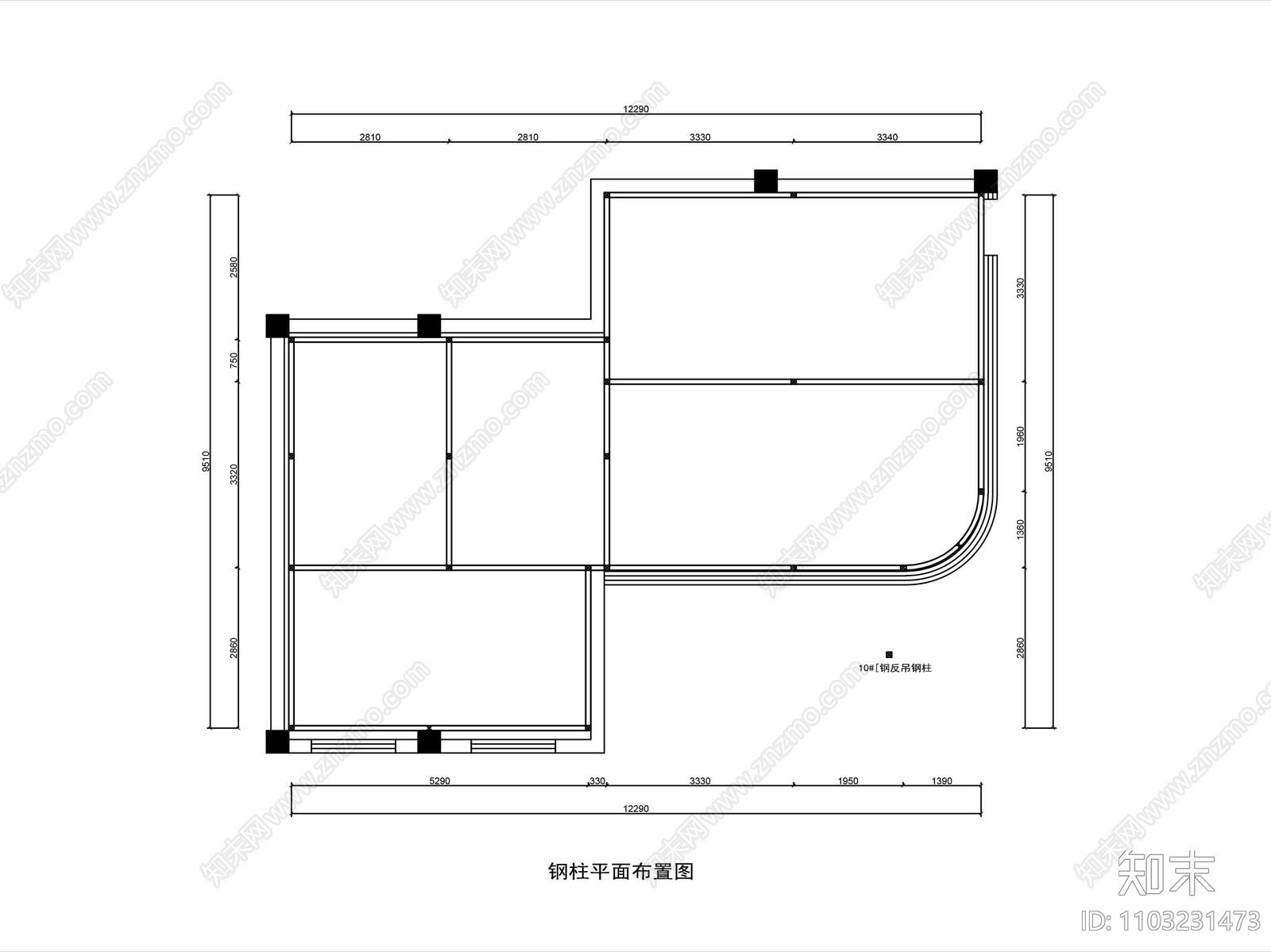 办公室夹层钢结构部分cad施工图下载【ID:1103231473】