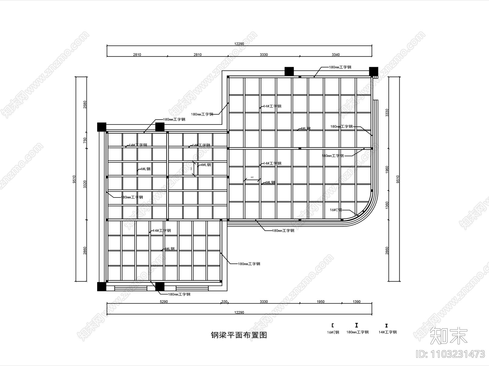办公室夹层钢结构部分cad施工图下载【ID:1103231473】