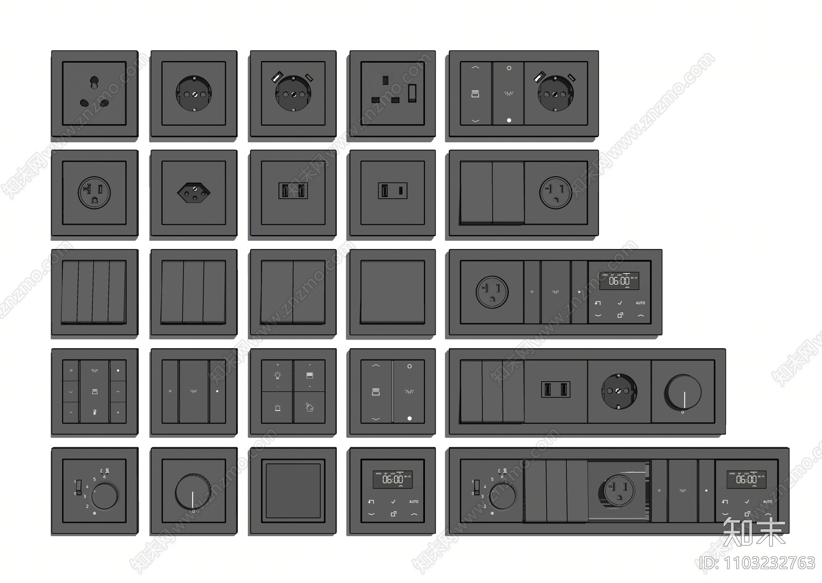 现代开关面板SU模型下载【ID:1103232763】