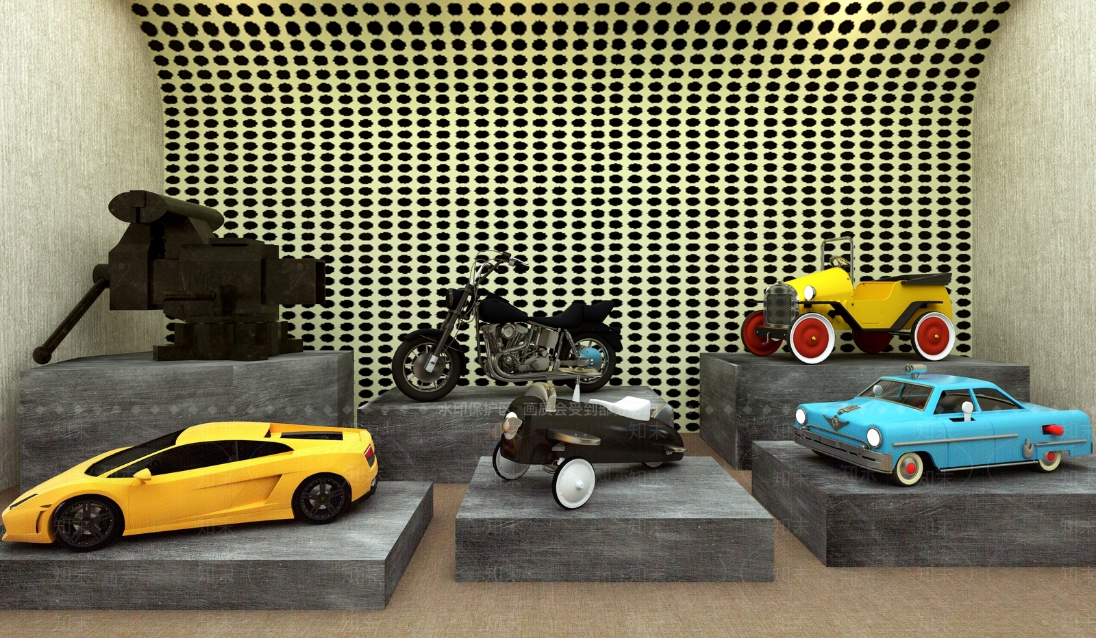 工业风车类展厅3D模型下载【ID:1103234887】