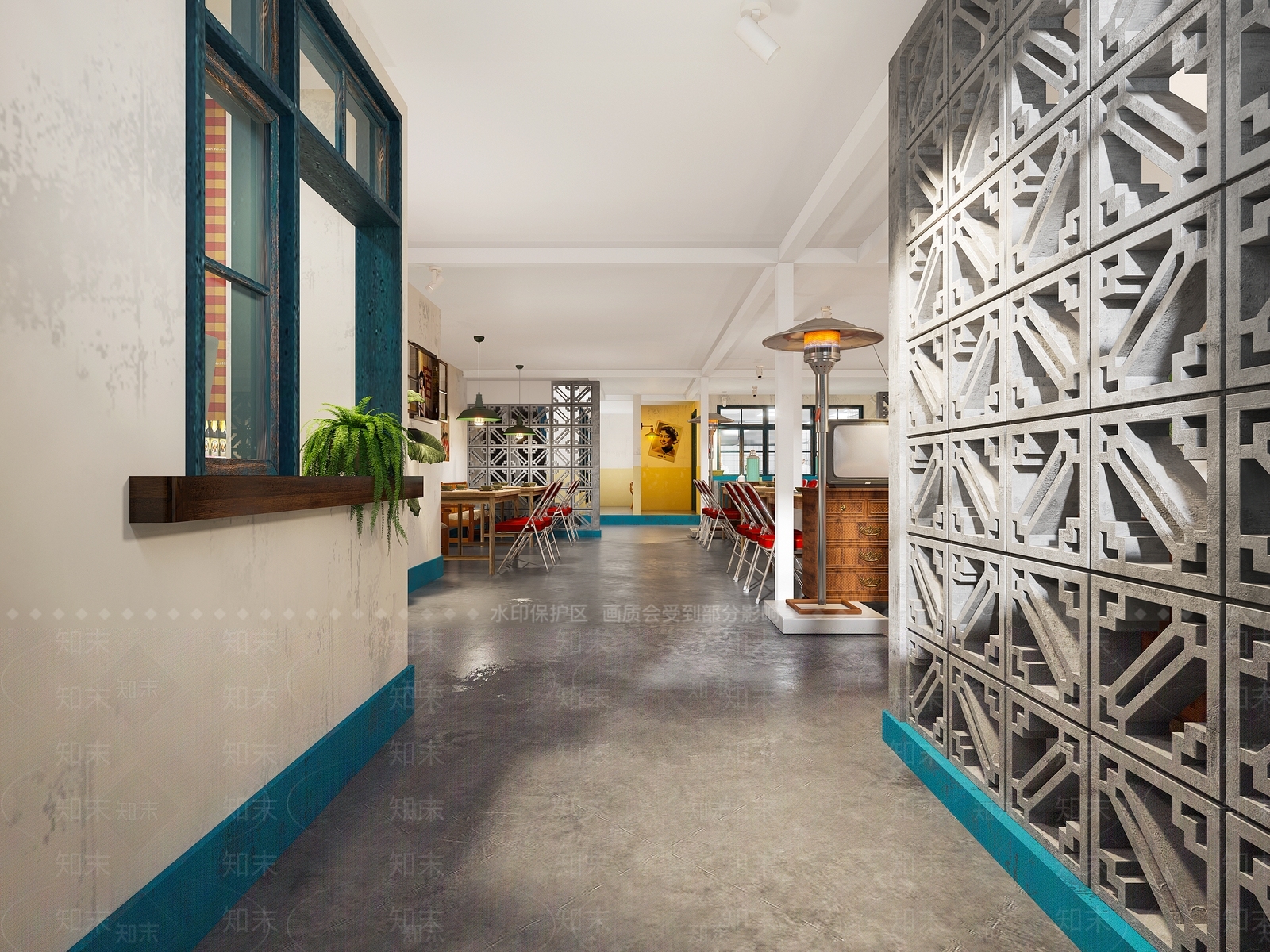 现代复古怀旧餐厅3D模型下载【ID:1103256390】