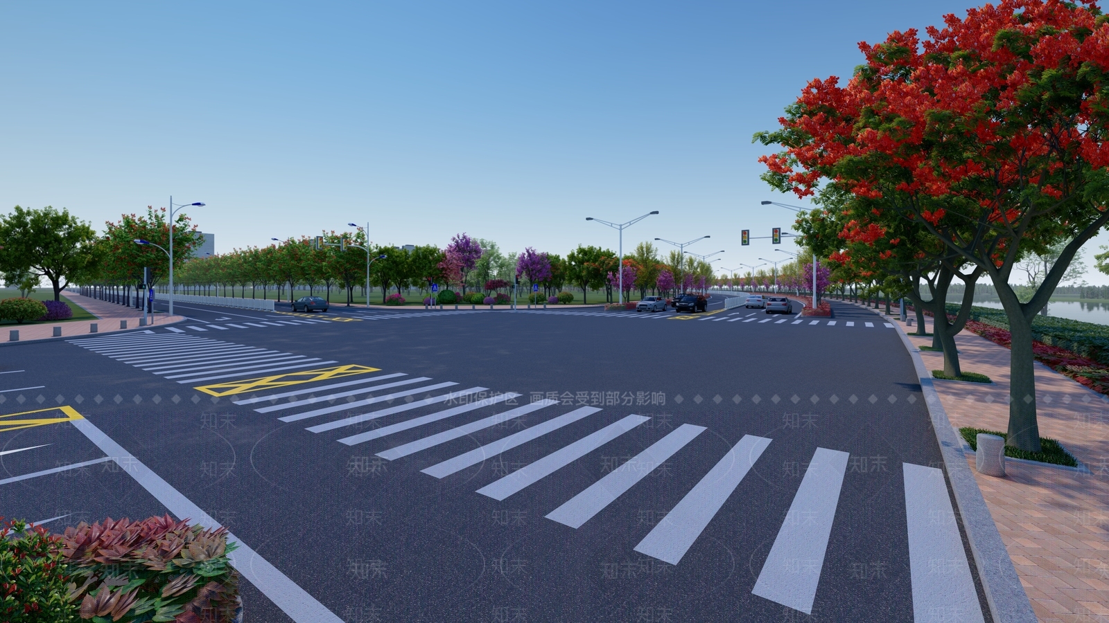现代沿湖道路SU模型下载【ID:1103252616】