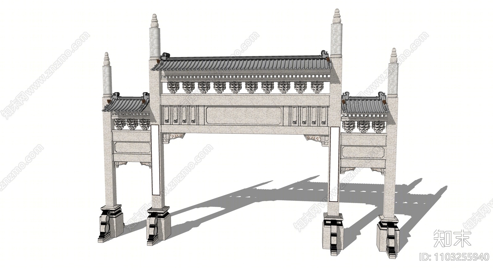 中式牌坊牌楼SU模型下载【ID:1103255940】