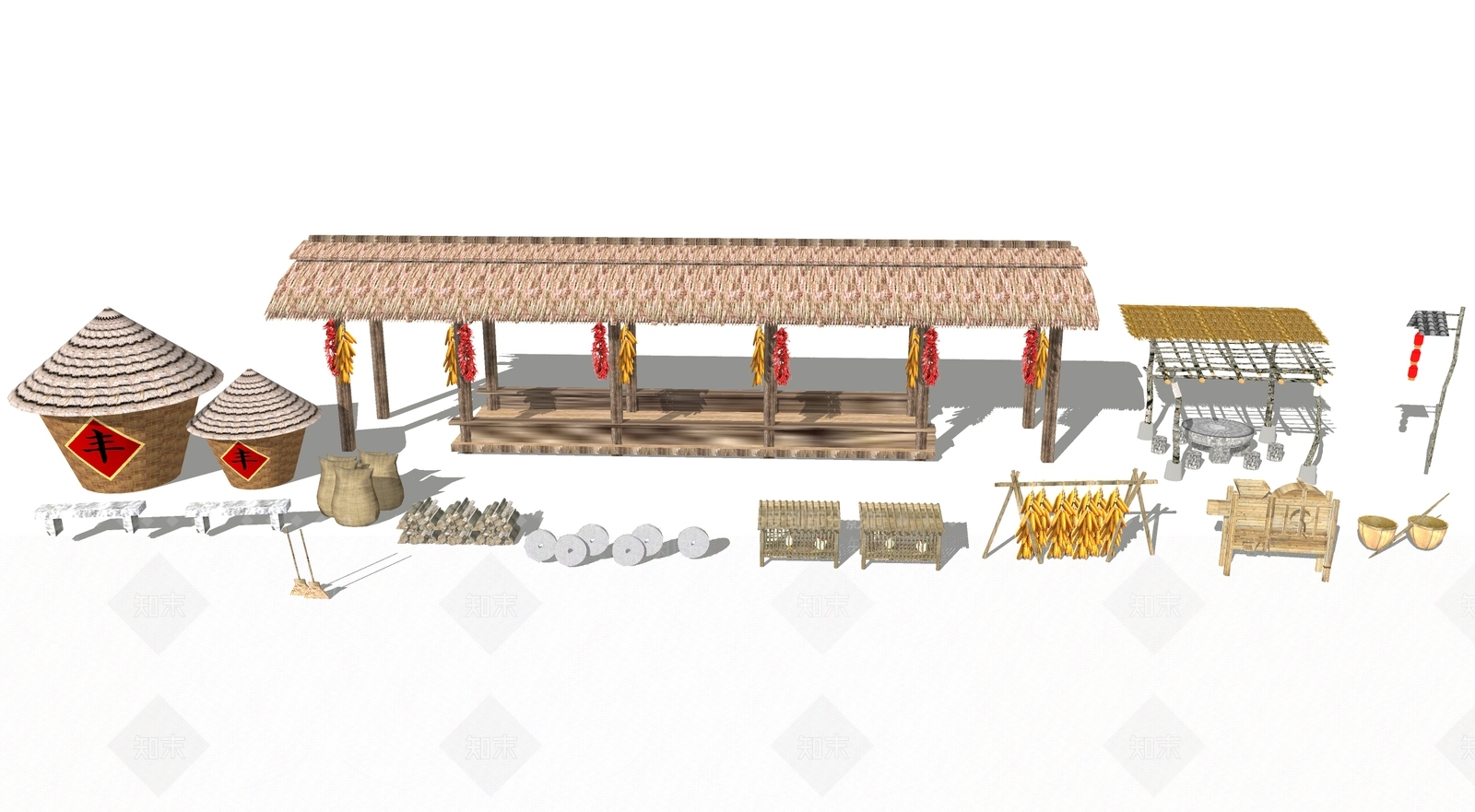 现代农家乐小品SU模型下载【ID:1103300717】