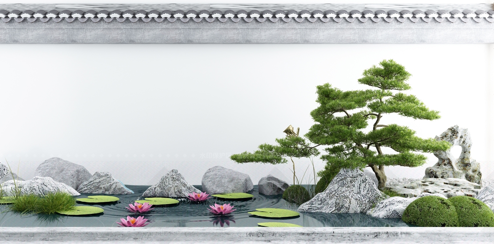新中式假山水景3D模型下载【ID:1103258412】
