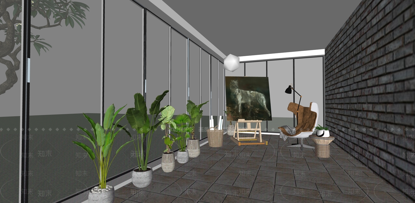 现代画室SU模型下载【ID:1103258352】
