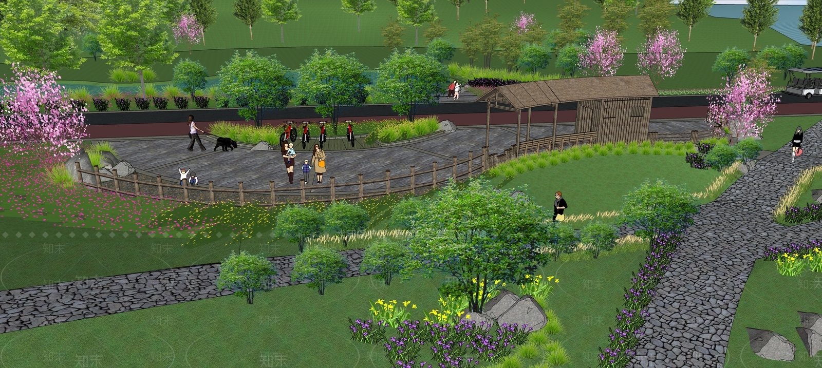 现代乡村休闲小广场景观SU模型下载【ID:1103258479】