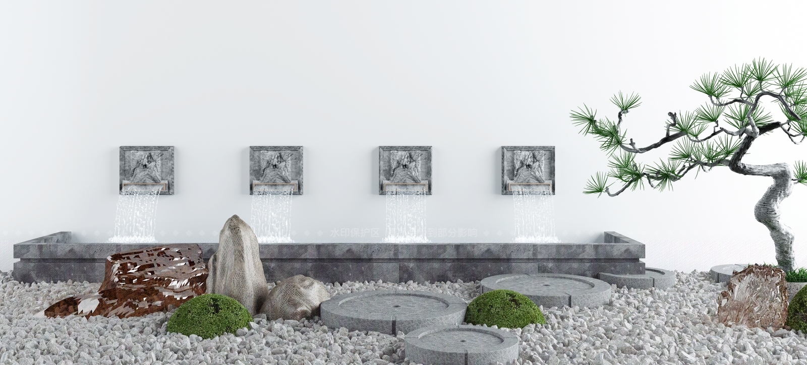 新中式假山水景3D模型下载【ID:1103260187】