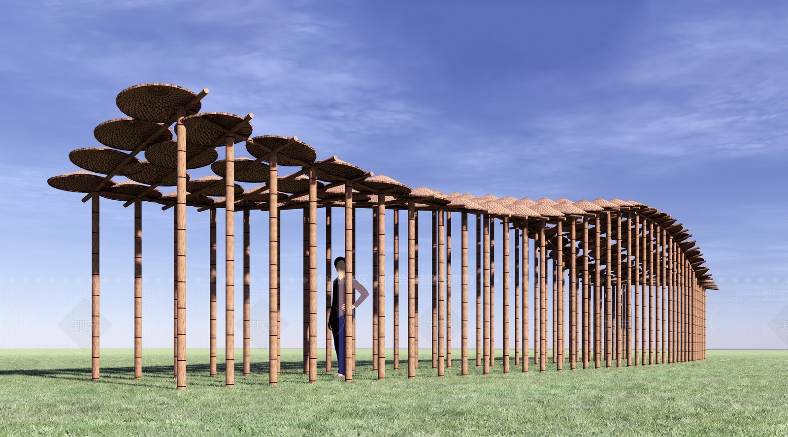 现代生态竹子廊架SU模型下载【ID:1103261085】