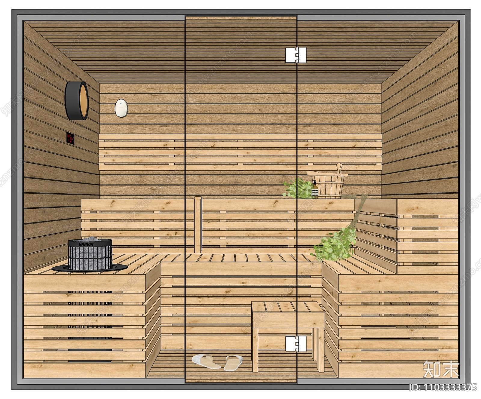 现代桑拿房SU模型下载【ID:1103333375】