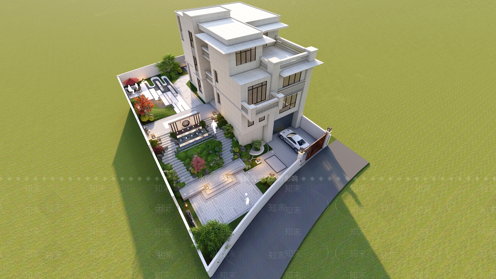 新中式居家院子SU模型下载【ID:1103272437】