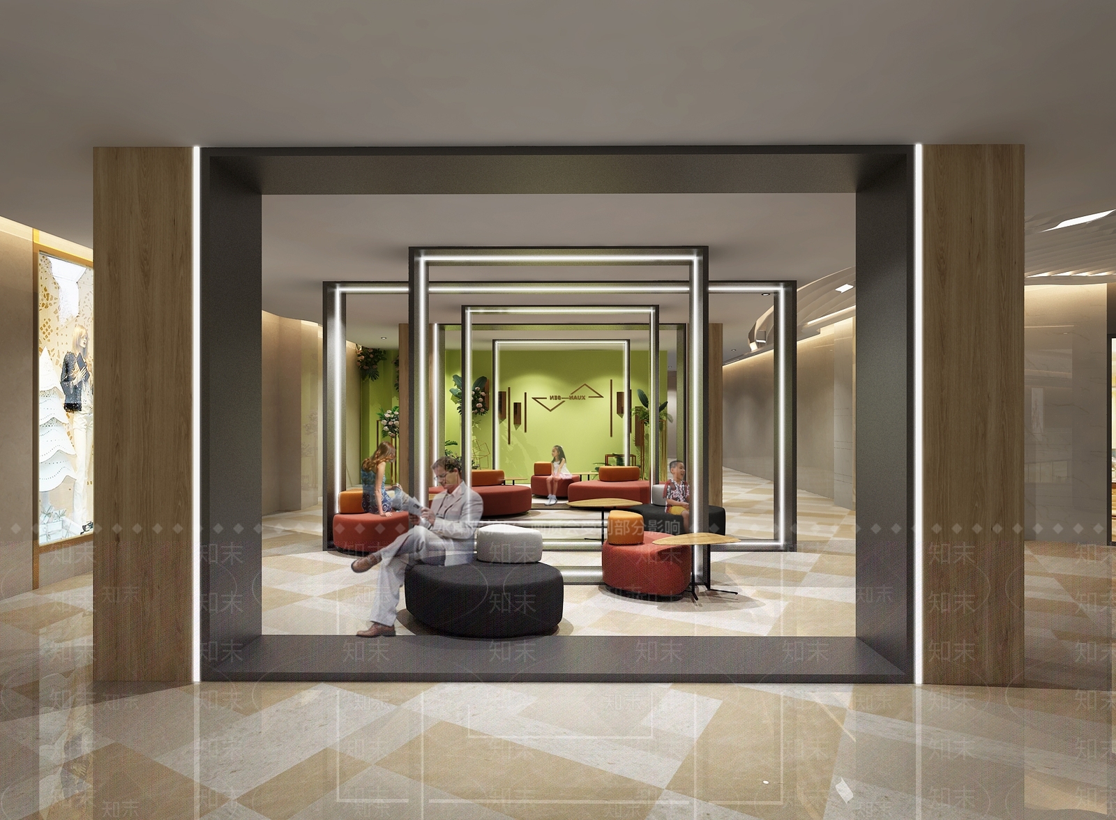 现代商场入口休息区3D模型下载【ID:1103274170】