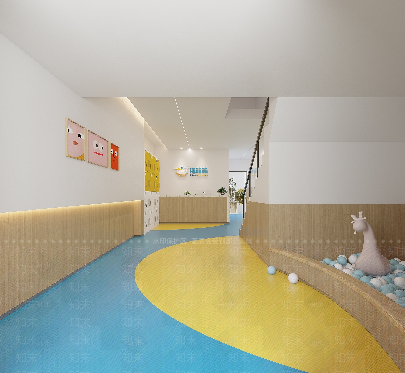 现代幼儿园过道3D模型下载【ID:1103275054】