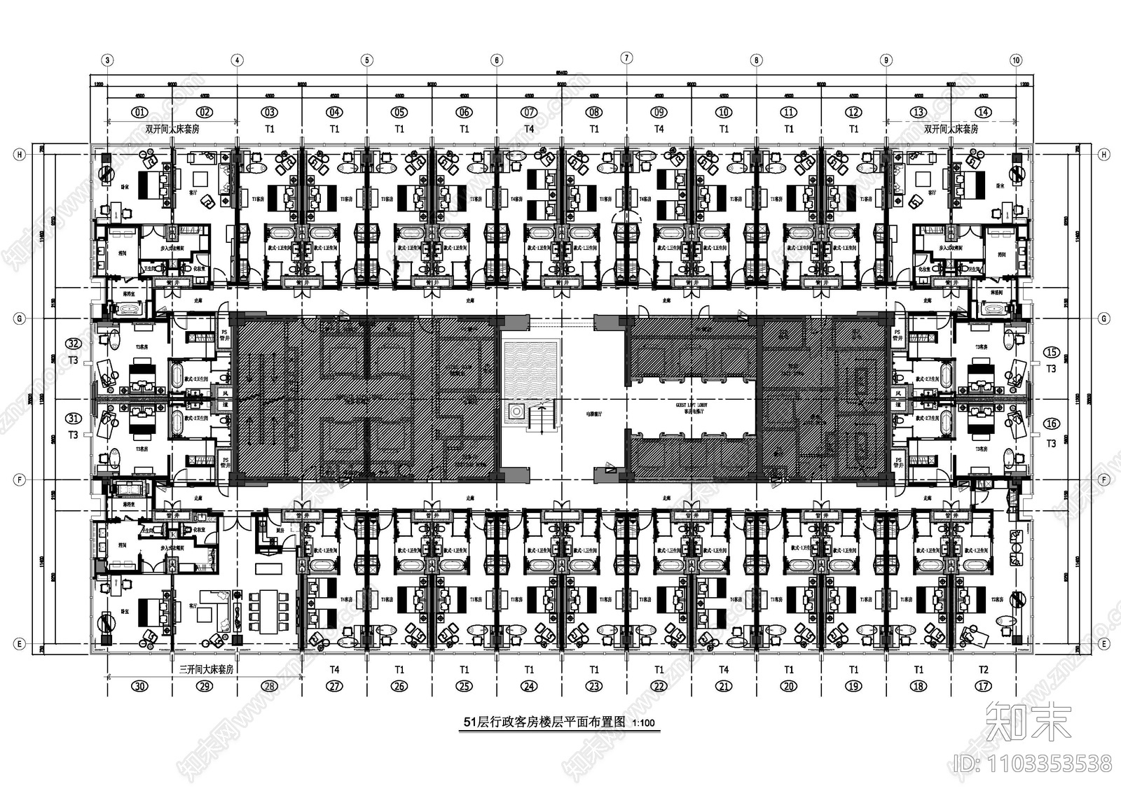 石家庄希尔顿酒大堂全日制餐厅SPA泳池客房cad施工图下载【ID:1103353538】