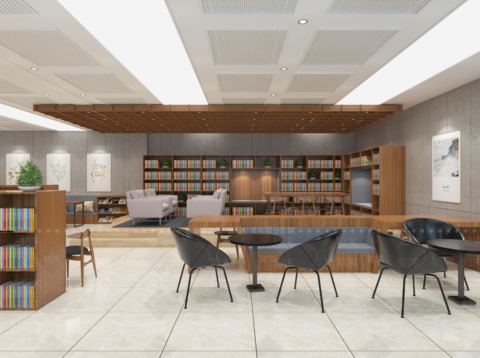 现代图书馆3D模型下载【ID:1103283276】