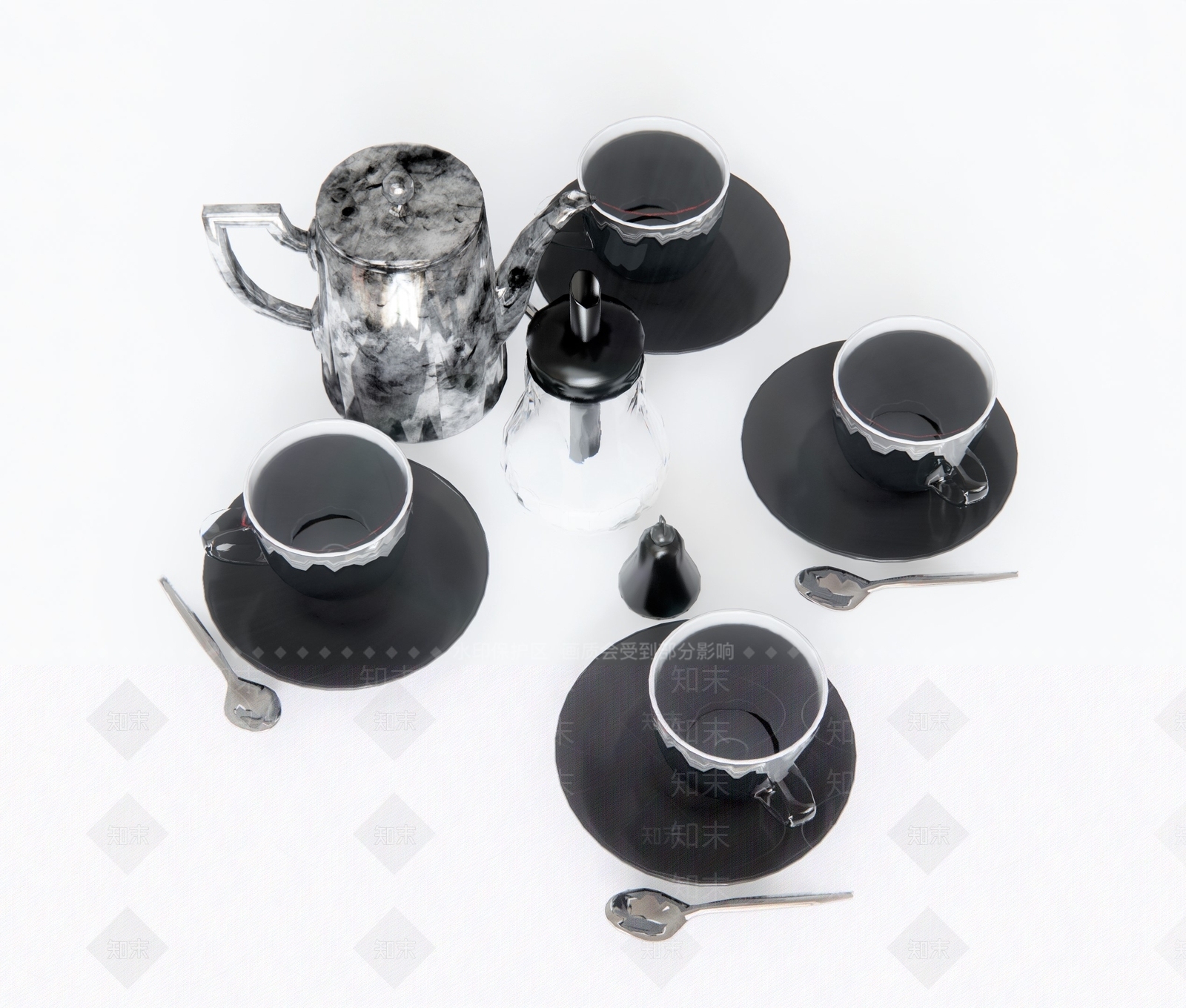 现代茶具SU模型下载【ID:1103286909】