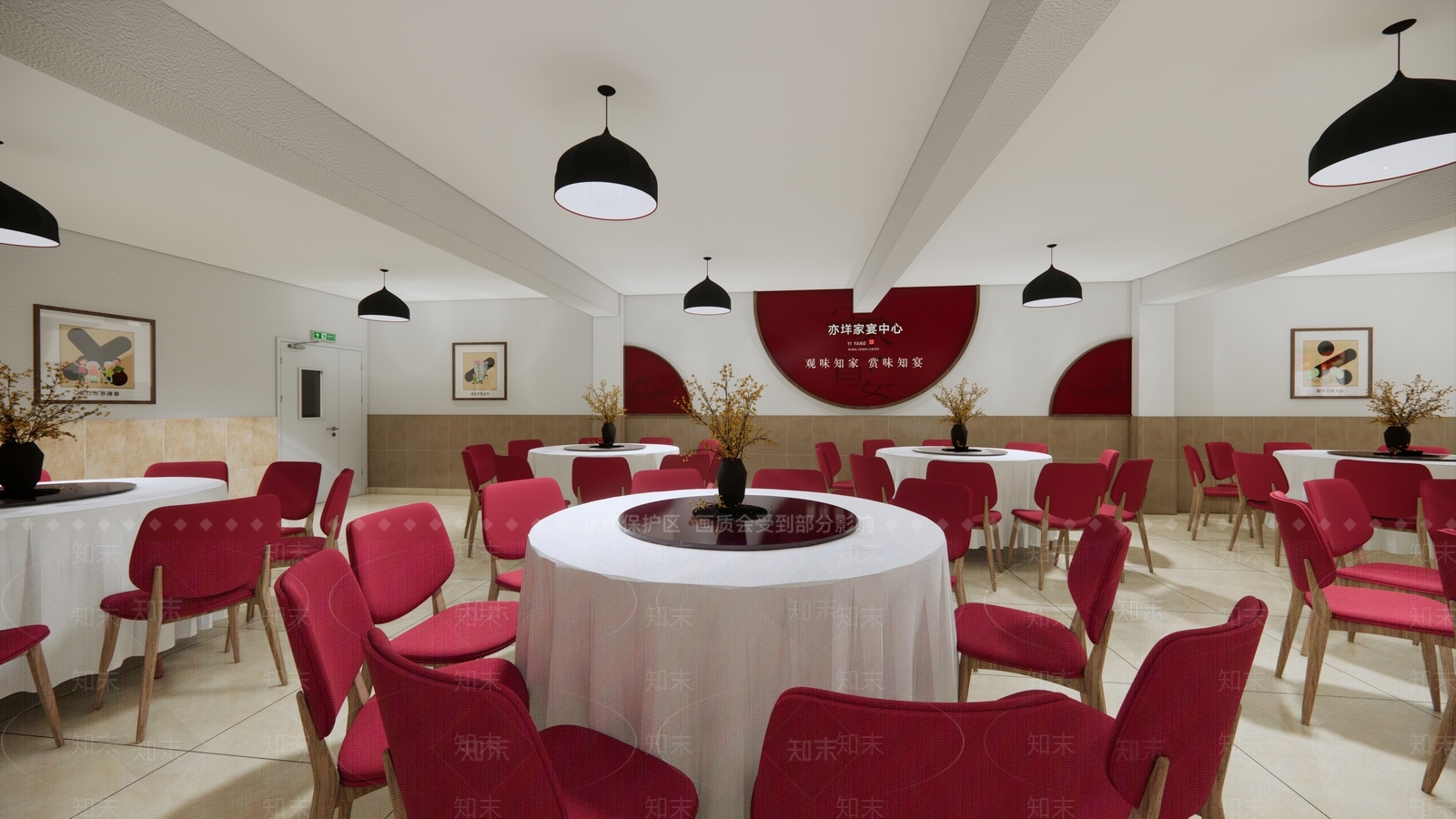 现代酒店宴会厅SU模型下载【ID:1103296071】