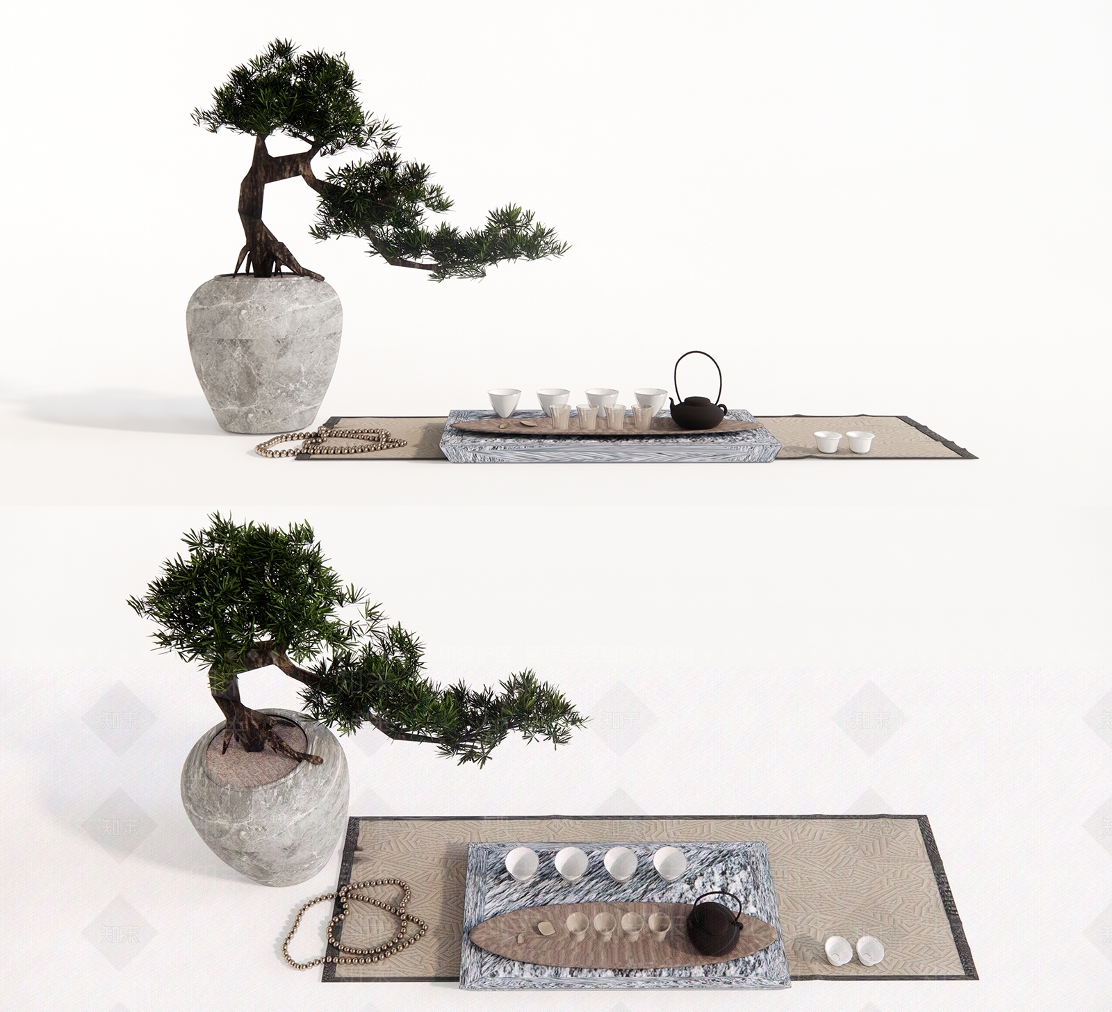 新中式茶具SU模型下载【ID:1103298434】
