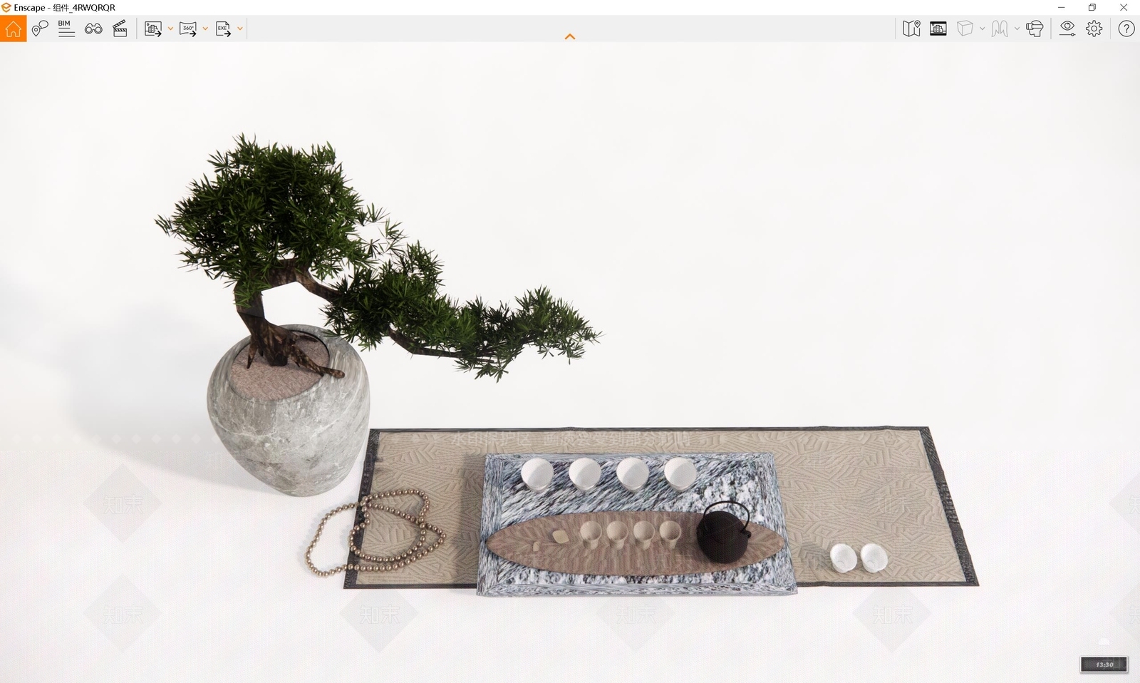 新中式茶具SU模型下载【ID:1103298434】