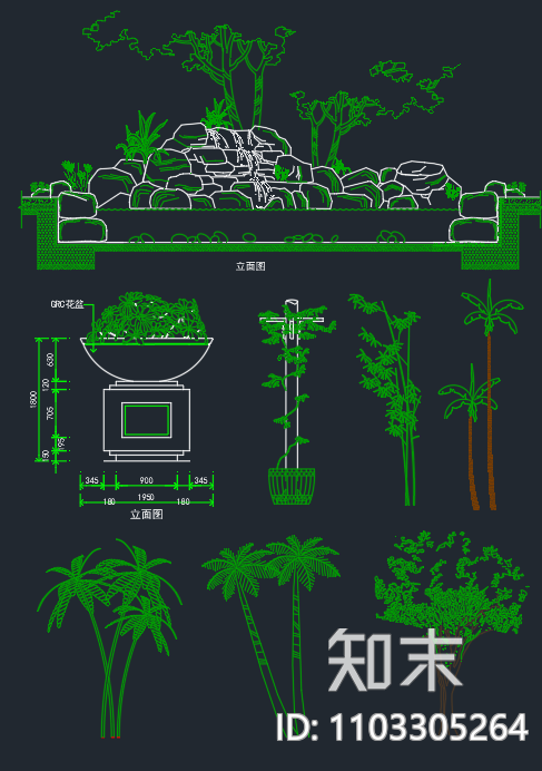 园林景观植物立面图施工图下载