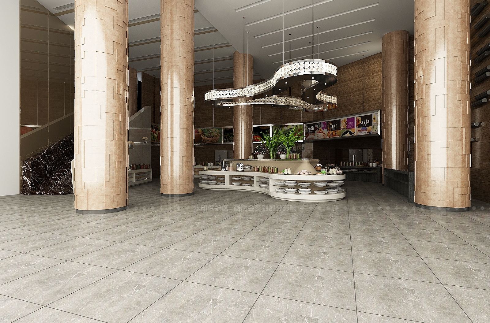 现代自助餐厅3D模型下载【ID:1103308789】