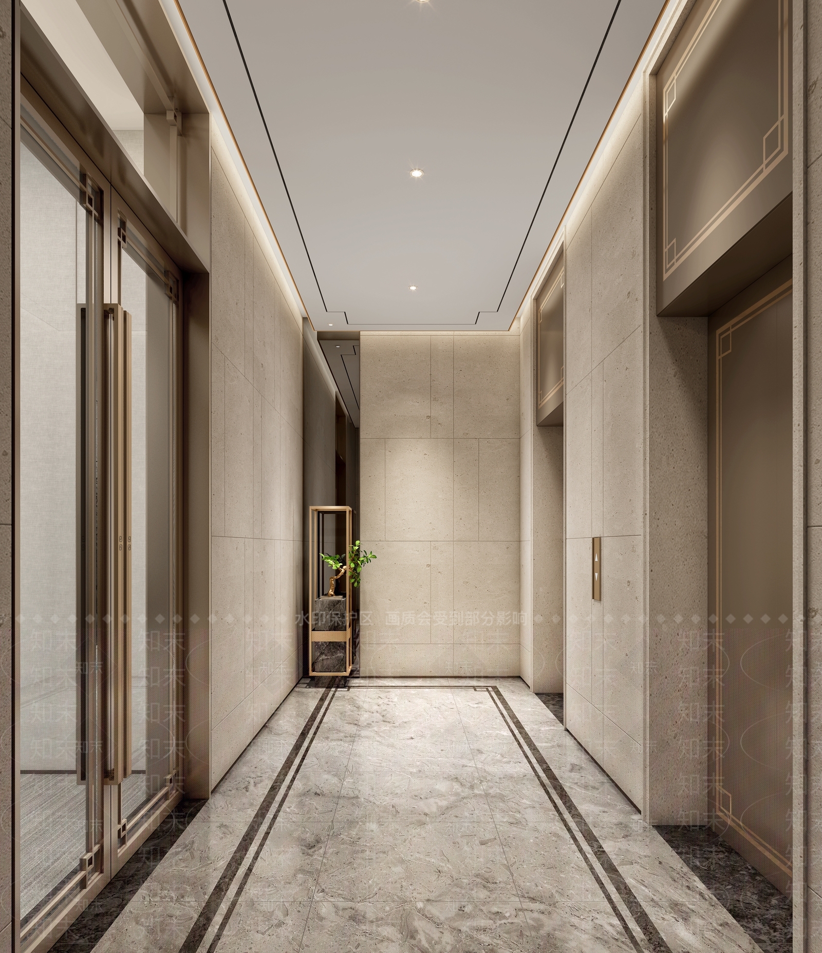 新中式酒店电梯间3D模型下载【ID:1103323132】