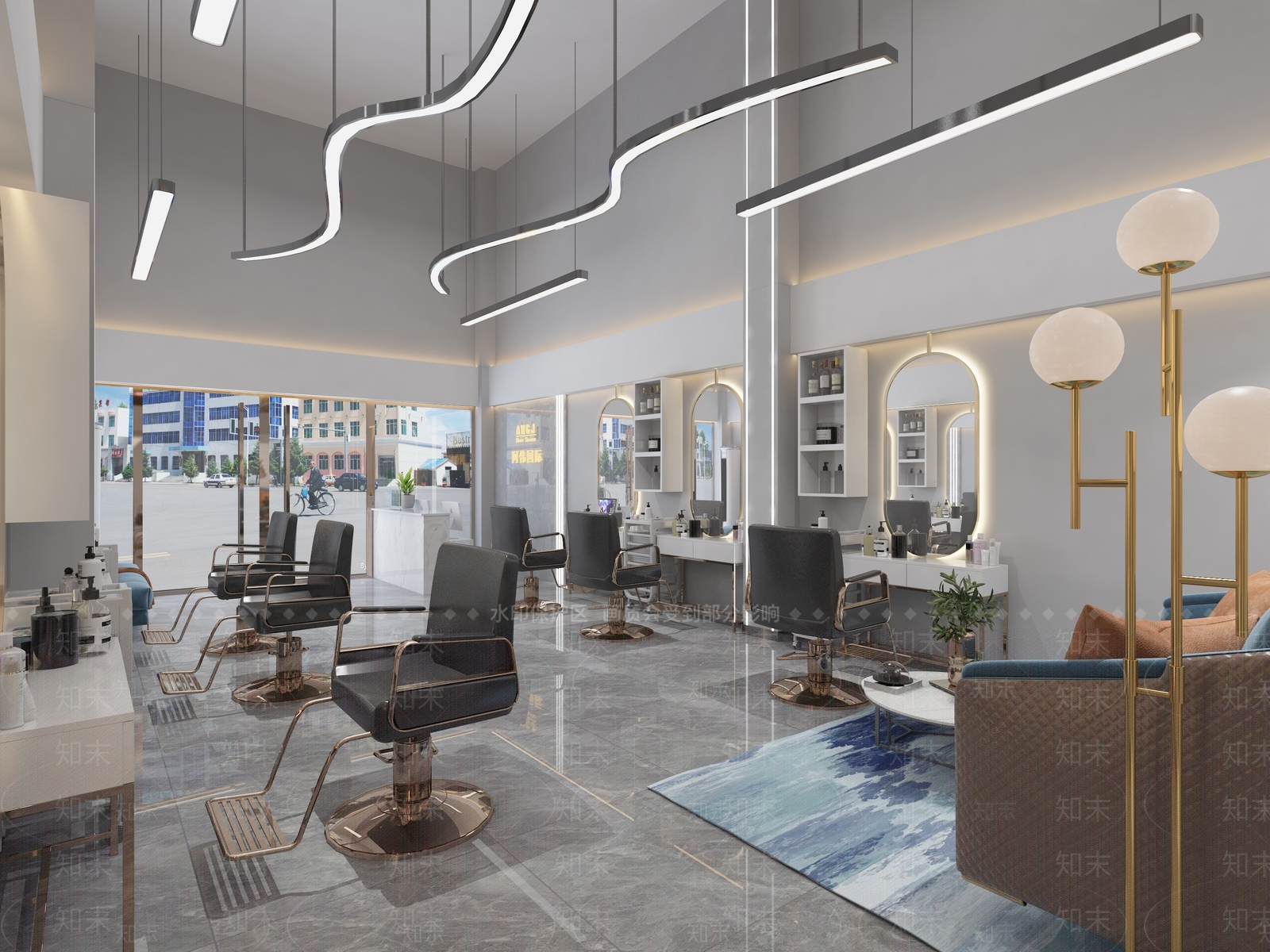 现代美发店3D模型下载【ID:1103326025】